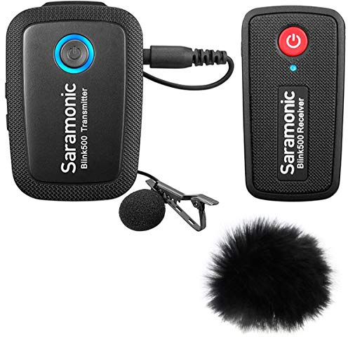 Saramonic Blink500-B1 Drahtlos-Mikrofon-Funksystem + keepdrum WS05 Fell-Windschutz