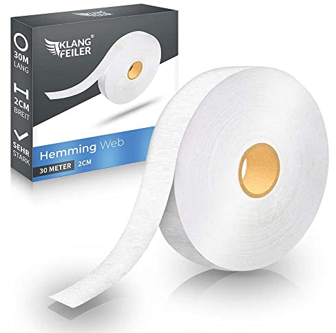 Klangfeiler Saumband 30 Meter I Extra Stark I 20mm Breit I Bügelband für Bügeln I Bügelkleber Vorhänge Gardinen besser als nähen Saumvlies