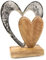 Statua decorativa cuore: figura decorativa da appoggio, scultura in metallo e legno, regalo matrimonio, compleanno e San Valentino, decorazione soggiorno moderna, soprammobile cuore, 21 x 16 x 6 cm