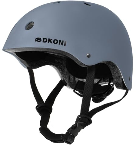 DKONI Fahrradhelm Helm Kinder, verstellbar und für mehrere Sportarten geeignet, von Kleinkind bis Jugend, 3 Größen (Grau, M:52-56cm)