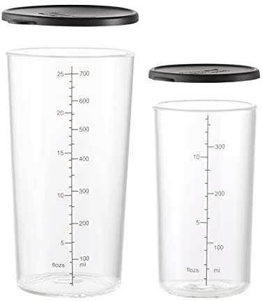 ESGE-Becherset-Glas 7150 bestehend aus zwei Messbechern (400 ml/700 ml) aus Borosilikatglas für extreme Hitzebeständigkeit, Mikrowellen- und Spülmaschinenfest, Deckel aus Silikon