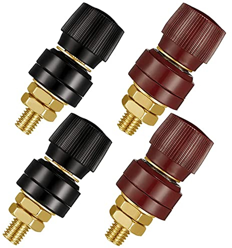 Gebildet 4pz 555 Terminale in Ottone Puro Binding Post M8 Vite in Rame 6mm Morsettiera Regolatore di Tensione Morsettiera Terminale di Alimentazione Rosso e Nero 0V-380V/200A