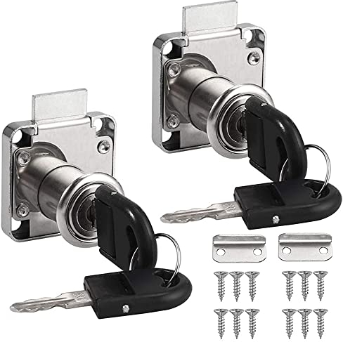 2 Sets Security Drawer Lock Furniture Lock Cylinder Zinc Alloy Cam Lock for Mailbox Drawer Cupboard Cabinet 22mm Silver