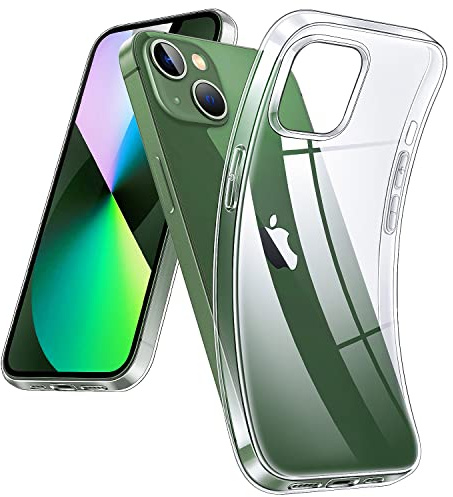 DOSMUNG Klar Hülle für iPhone 13 (6,1 Zoll), Flexible Minimalistische Silikonhülle Weiche Case Stoßfeste Kratzfestigkeit Handyhülle für iPhone 13, Durchsichtig