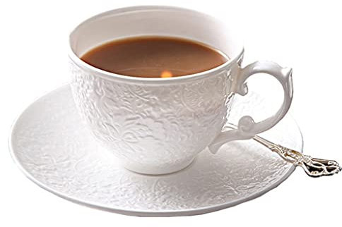 ZOGBX 8.8oz Tazza da caffè Vintage in Porcellana Inglese,Tazza da tè in Ceramica,Fiore Tazza di tè,Piattino per Tazza da caffè in Ceramica da per Il tè pomeridiano for Bevande Calde o Fredde