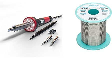 Weller WLIRK6023G 60W Soldering Iron Kit with Ergonomic Molded Pencil Grip Handle and WSW SCN M1 (T0051401399) Lead Free Solder Wire, Ø 0.8mm, Alloy Sn99.3Cu0.6Ni0.05, Flux Content 3.5%, 100g