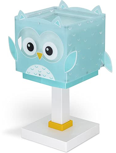 Dalber Kinder Tischlampe Nachttischlampe kinderzimmer Little Owl Eule Tiere, Kinderzimmer, Nachttischlampe, 64391, E14, Türkis | Kinderzimmer; Nachttischlampe