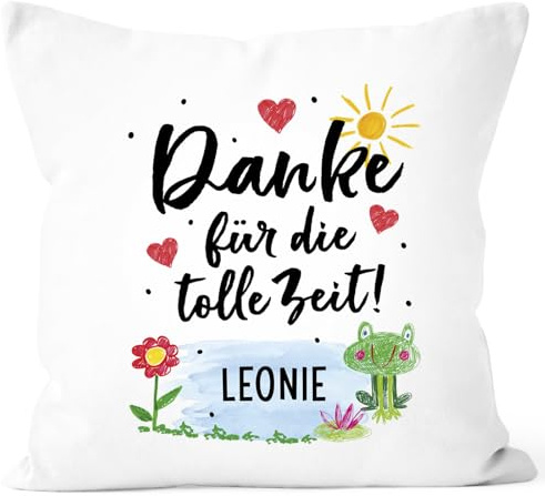 SpecialMe® Kissen-Bezug Erzieherin Kindergarten Danke für die tolle Zeit personalisierte Geschenke Namen Kinder Weiss Standard