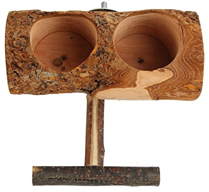 Tnfeeon Vogelfutternapf, Stehend, aus Holz, Papageienkäfig, Wassernapf mit Holzplattform für Sittiche, Nymphensittiche, Wellensittiche