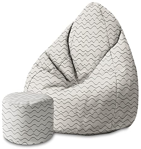 DreamRoots DreamRootsDreamRoots Bean Bag 80x80x120cm - Sitzsack mit Lehne und Hocker und Bezug - Sitzkissen Erwachsene Boden mit Füllung M