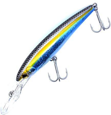 Comcapy 1 STÜCK Wobbler 17 cm 32 g Tiefe 5 m Harter Köder Trolling Elritze Kurbel Angelköder Salzwasser Wolfsbarsch Frische Haken 6 Farben Tackle (Color : A)