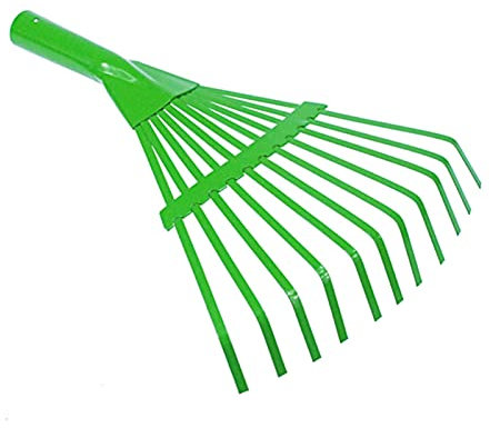 Gartenharke, Metall, klein, für den Garten, Laubharke, verstellbar, 11 Zinken, 20 cm breit, für Gärtner, Kinder, Laubharke, Abnehmbarer Gartenstrauchrechen, leicht zu tragen (Größe: Rechenkopf)