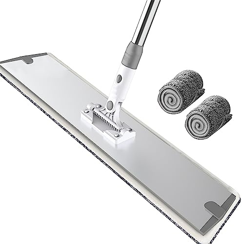 60cm breit Flachwischer，Robuster Boden-Wischer zur Reinigung für Böden & Wände，Wischmop Bodenreiniger Bodenwischer Set Bezug Mikrofaser Mopp mit Teleskopstiel für alle Böden