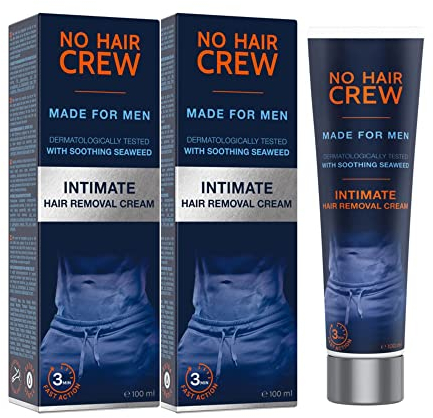 NO HAIR CREW - 2 x Intimate Hair Removal Cream for the Male Genital Area - Gentle Depilatory Cream for Men’s Sensitive Areas (Pubic, Groin, Buttocks), Dermatologically Tested, (2 x 100ml)