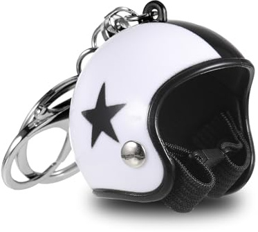 Motorrad Helm Schlüsselanhänger Retro Stern Schlüsselanhänger mit Funktionsfähigem Verschluss Auto Führerschein Bestanden Geschenk Motorrad Geschenke Jahrestag für Männer Frauen Beste Freundin