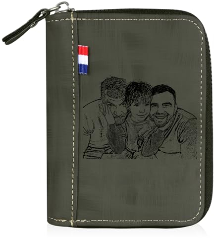 Personalisierte Herren Geldbörse Mit Foto und Namen Gravur Männer Geldbeutel Geschenke Zum Vatertag Geburtstag Für Vater Individuelle Geldtasche Karten Geldscheine Fächern