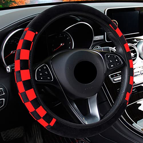 DZSMACHENGSM Lenkradbezug Auto Universal 38 cm Plüsch Stoff Auto Dekoration Auto Lenkrad Abdeckung Auto Lenkung Abdeckungen Auto Zubehör Lenkradhüllen(Color:2)