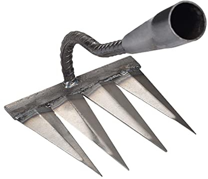 Rastrillo para desmalezar jardín - Rastrillo para uñas de Seis Dientes | Rastrillo de deshierbe de de Acero con Alto Contenido de Carbono, rastrillo de Clavos para césped, Herramienta de Azad
