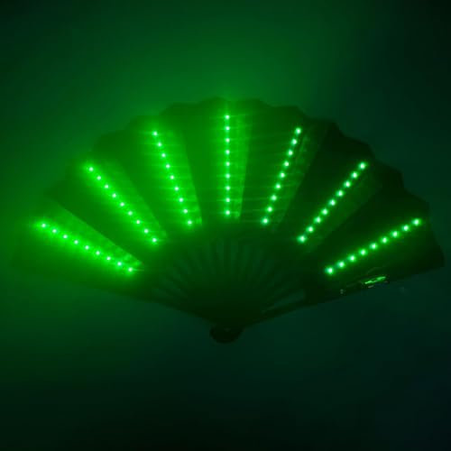 leryveo LED-Handventilator, LED-beleuchteter Faltventilator | Leuchtender Festival-Faltfächer,Mehrzweck-Faltfächer für Karneval, tragbarer Handfächer für Bühne, Bar, Bauchtanz, Fotografie