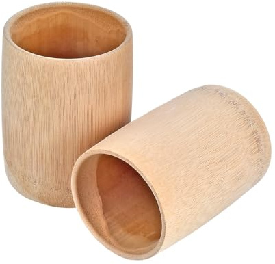 Metany 2PCS Unpainted Wooden Cups Unfinished Natural Bamboo Tea Cup Coffee Mug Wine Camping Cup Travel Craft Drinking Cup Gift Outdoor Mug for Paint and Decorate Dry Products
