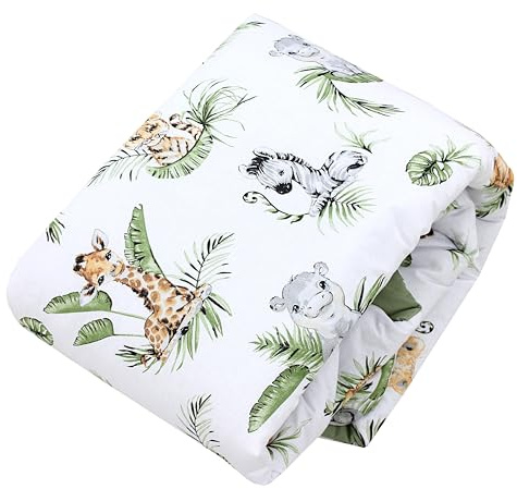 TupTam Baby Krabbeldecke 120x120 cm – Gepolstert, weich, Baumwolle, Farbe: Rund 120 cm/Safari/Löwe/Braun/Blätter/Grün