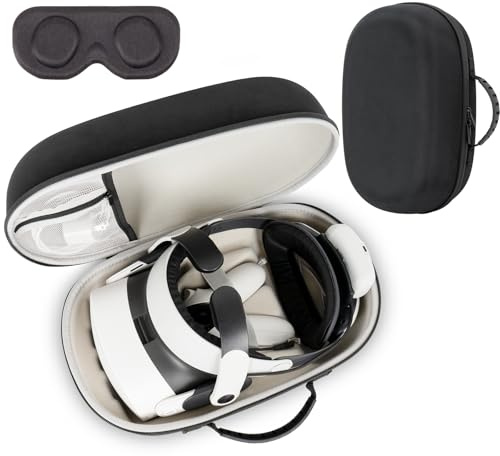 XINGFUDAO Grand étui de transport pour Meta Quest 3/Quest 3S, sac de rangement de protection compatible avec Kiwi/BOBOVR/Maecker Headstrap et accessoires, Noir , L, Simple et facile