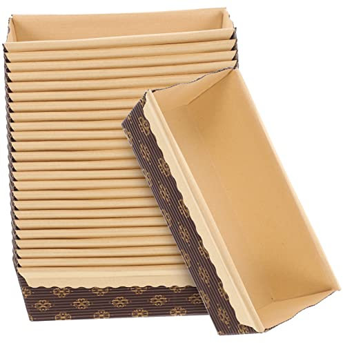 TOPBATHY Set di 25 Teglie Rettangolari in Carta per Dolci e Pane, Usa e Getta, Perfette per Caffetterie e Cucine Domestiche