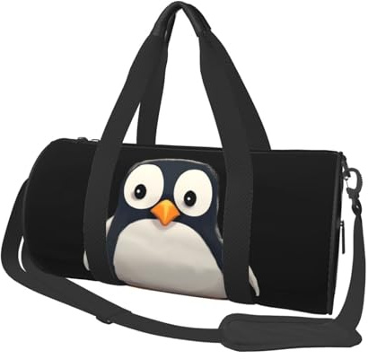 Sporttasche für Damen und Herren, Reisetasche, niedlicher Pinguin, Wochenendtasche, Segeltuch, Handgepäcktasche für Reisen, Schwimmen, Fitness, Workout, Sport, Seesack, Schwarz, Einheitsgröße, Schwarz