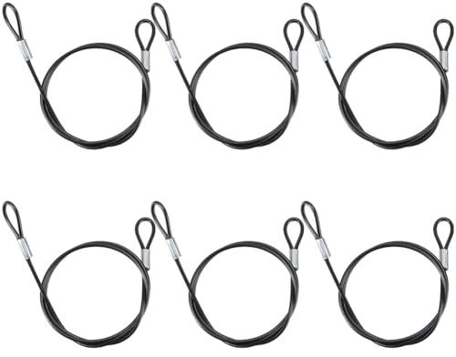 GORGECRAFT 6 Pieza de 50cm de Acero Inoxidable con Bloqueo de Cable de Seguridad Cordón de Metal Negro Gancho de Bloqueo Ojales Bucles Cadena de Seguridad Cables de Cuerda de Alambre con Revestimient