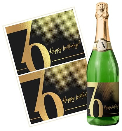 Sticker für Flaschen selbst gestalten – 2 Etiketten zum Geburtstag für Wein, Sekt – selbstklebend, wasserfest – Happy Birthday Aufkleber für Flaschen als Geschenk für Frauen und Männer - PUNKTE-70