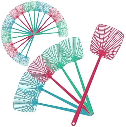 com-four® 24x Fliegenklatsche aus Kunststoff - Insektenschutz - Schädlingsbekämpfung in bunten Farben - Leichter und Flexibler Mückenschutz (24 Stück - 44.5 cm)