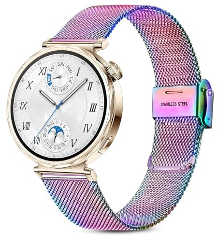 Issinlky Metallband kompatibel mit Huawei Watch GT5 41mm/Huawei GT4 41mm, 18mm Edelstahlband für Garmin Venu 2S/Venu 3S/Vivomove 3S/Vivoactive 4S