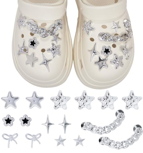 LUBOXIN 16 Stück Schuh Charms, Glitzernde Stern Schuh Anstecke Set, DIY Schuhdekoration mit Strass, Schuhanstecker Anstecke Schuh Dekoration Zubehör für Mädchen Frauen Kinder