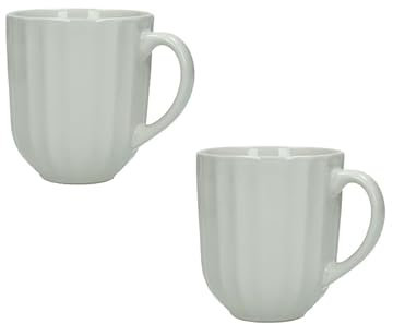 BRANDANI Set 2 Mug/Tazze da colazione Calipso 51436 Rotonda 9,5cm Avorio Panna Porcellana