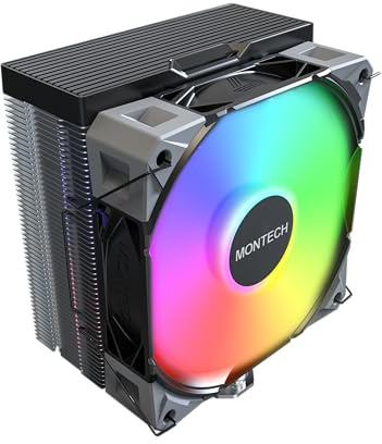 MONTECH NX400 ARGB - Enfriador de CPU, torre única, 4 tubos de calor avanzados, disipador de calor de 52 aletas, E28, ventilador de presión estática FDB de 120 mm, grosor del ventilador de 28 mm