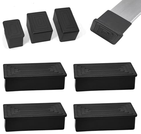 BOPOREAE 4 Pcs 2 x 4 Rectangular Rubber Chair Leg Caps, PVC Table Leg Covers, Flexible & Anti-Slip Furniture Leg End Caps, Chair Leg Floor Protectors for Bar Stool Leg Patio Indoor, Black