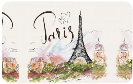 Fgwaauh Alfombrilla de ducha de tierra de diatomeas de la Torre Eiffel de París, antideslizante, superabsorbente, de secado rápido, alfombrilla de suelo de baño