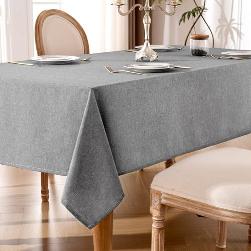 Tischdecke Abwaschbar Grau – 80x80cm Tischtuch aus Polyester in Leinenoptik, Wasserabweisend mit Lotuseffekt, Kratzfest und Pflegeleicht für Wohnzimmer, Esszimmer, Balkon & Garten