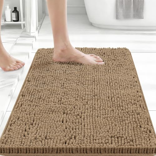 Bcoimo Bathroom Rugs 24x17, Bath Mats for Bathroom Non Slip with Rubber Backing,High Absorbent Microfiber Bath Rugs Quick Drying, Machine Washable, Durable Decor