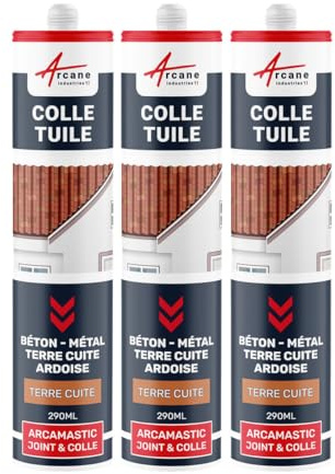 Colle, tuile, mastic souple pour tous matériaux - 290 ml x 3 Terre Cuite - ARCANE INDUSTRIES