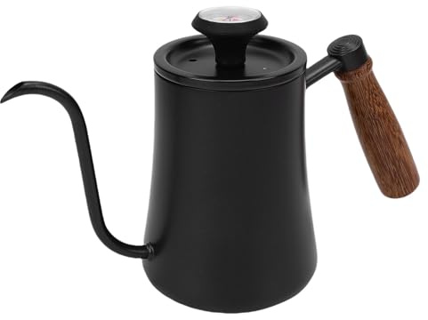 LICAEVEY Hervidor de Cuello de Cisne, Hervidor de café para Verter de 500 Ml con Termómetro Incorporado y Mango de Madera, de té para Estufa de Acero Inoxidable 304 para Verter