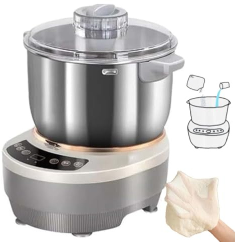 CUTANGELAR Köksmaskin med stor kapacitet med skål i 304 rostfritt stål, erbjuder 5 liter/7 liter kapacitet. Den tysta 200W-motorn säkerställer effektiv drift, perfekt för att baka bröd, pizza(5L)