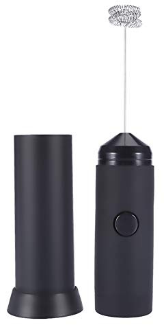Batteur à œufs électrique portatif en acier inoxydable, 2 couleurs, antiadhésif, facile à utiliser, pour mousser le lait, le café, remuer le jus d'alcool, noir, rouge, 8,5 x 2 (Noire)
