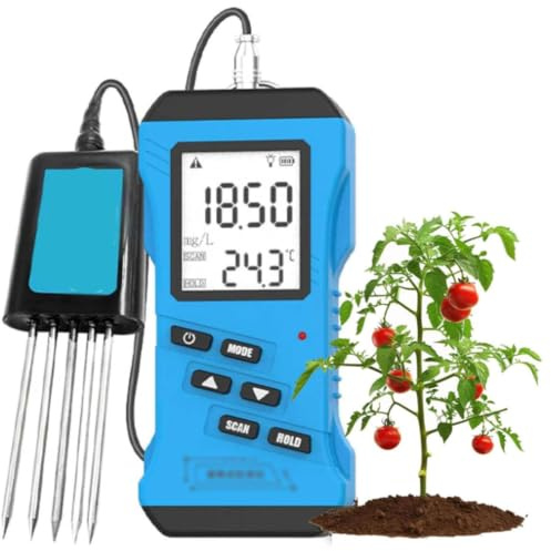 HMLSYZX Misuratore di umidità del Terreno Rapido 7 in 1, Misuratore di Azoto Fosforo Potassio NPK PH umidità Temperatura Conducibilità Tester, Affidabile e Preciso