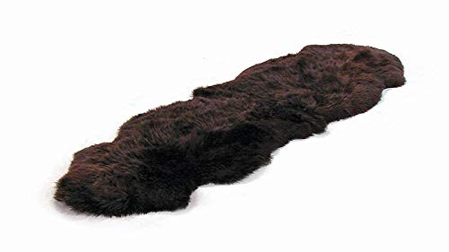 Reissner Lammfelle | Echtes Merino Schaffell | Naturform 2-Fach | hoch-/langflorig | Lammfell Teppich Kaminvorleger Bettvorleger Läufer | 180x60cm Dunkelbraun braun