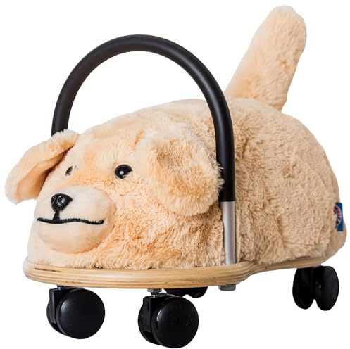 Wheelybug Kleinkind Holz Rutschtier mit austauschbarem Plüschbezug Sicherheit Zertifiziertes Entwicklungsspielzeug Klein (1-3 Jahre) Plüschhund