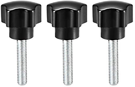 sourcing map 3 Stück Sterngriffschraube M6 x 30mm Schrauben mit Griff Rändelschraube Flügelschrauben Sternkopfschraube Sterngriffmutter 25mm Klemmknopf für Werkzeugmaschine Maschine, Schwarz