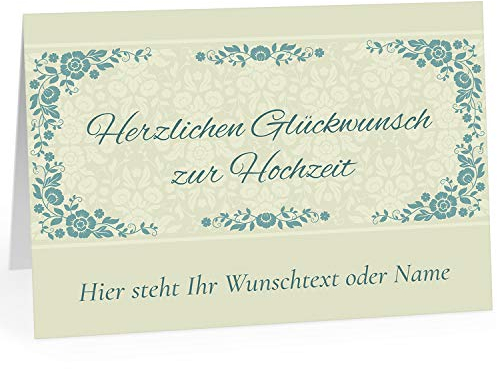 Große Glückwunschkarte zur Hochzeit XXL (A4) PERSONALISIERT - Schön Vintage Blumen grün - mit Umschlag/Edle Design Klappkarte/Hochzeitskarte/Glückwunsch/Ehepaar/Extra groß für viele Unterschriften