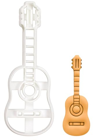 BAKERLOGY Acoustic Guitar Cookie Cutter - Detailed Biscuit Cutter Design for Baking and Crafts, Ideal on Fondant, Dough, Clay
