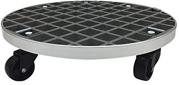 Mkuha Pflanzenroller Outdoor mit Bremse, Blumenroller Rund Außenbereich und Innenbereich, Pflanzenroller GFRP mit Softrollen für Parkett,Grau,21